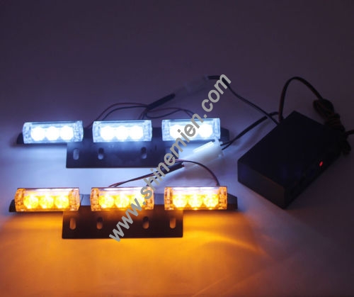 2x9 LED Amber/White Auto Car Truck Strobe Flash Light Grill emergency lights