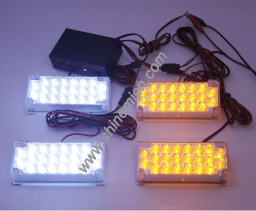 4 X 22 LED Amber/White Auto Strobe Flash Lights emergency Grill warning Light