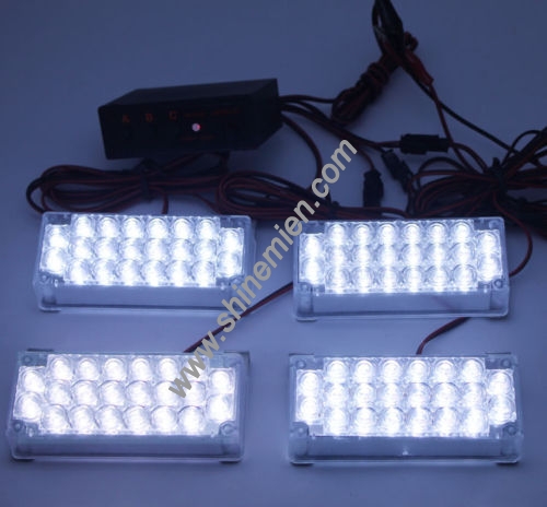 4 X 22 LED Amber/White Auto Strobe Flash Lights emergency Grill warning Light