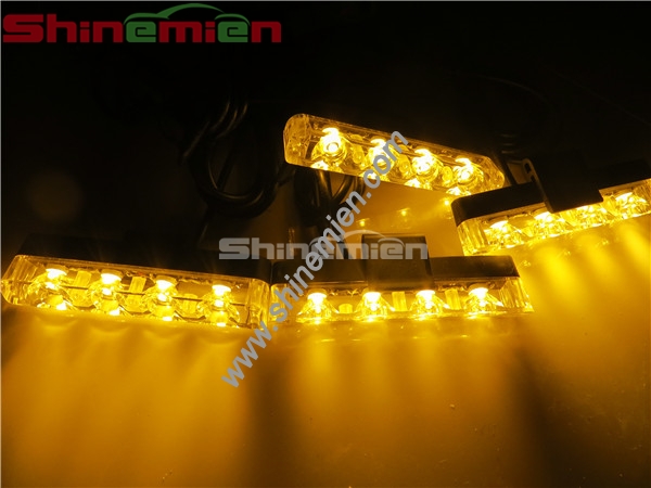 New Arrival 4x4LED Car Flashing Grill Strobe Light Lamp Amber color