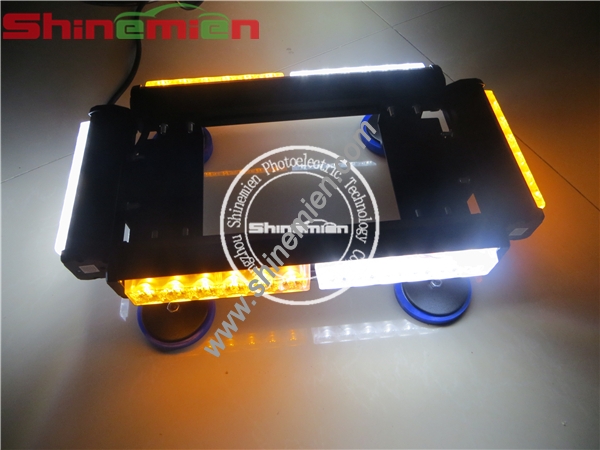 New 36 LED Amber & White Emergency Hazard Warning LED Mini bar Strobe Light with Magnetic Base