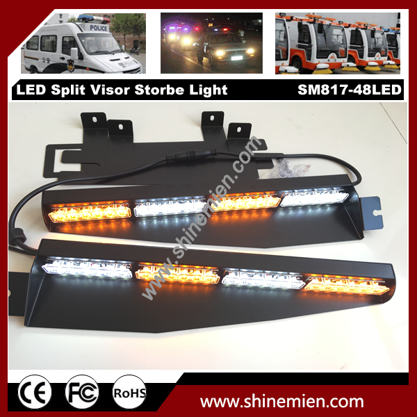 12V 48 LED 15 modes Flashing Led Warning Strobe Split Mount Deck Dash Light bar