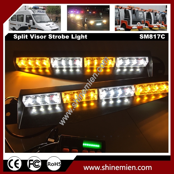 Interior Emergency LightBar White Strobe 32 LED Light Bar Split Visor Dash Deck with New Digital Con