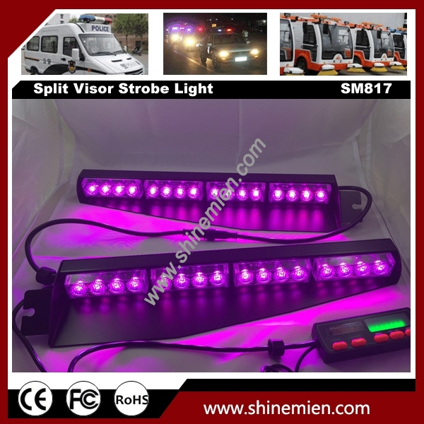 34" 32W LED Purple White Emergency Warning Strobe Visor Split Deck Dash Lightbar 