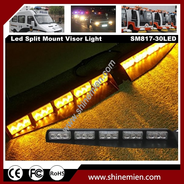 30LED Emergency Led Warning Strobe Visor Light Split Mount Deck Dash Lightbar 