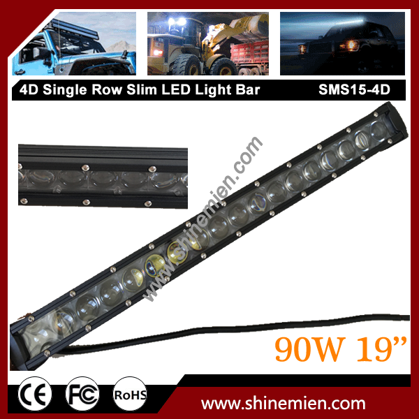 Slim Single Row 19 inch 90W 5W CREE LED 4D Lens OffRoad Spot Light Bar 