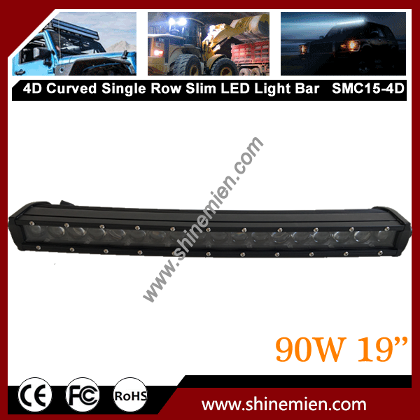 Curved 90W Slim 4D Led Light Bar Slim 90w Offroad 19Inch IP67 Led Work Light Bar 4x4 SUV Truck Slim 